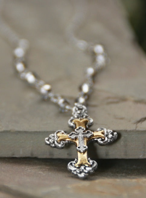 Cross on beaded chain Necklace