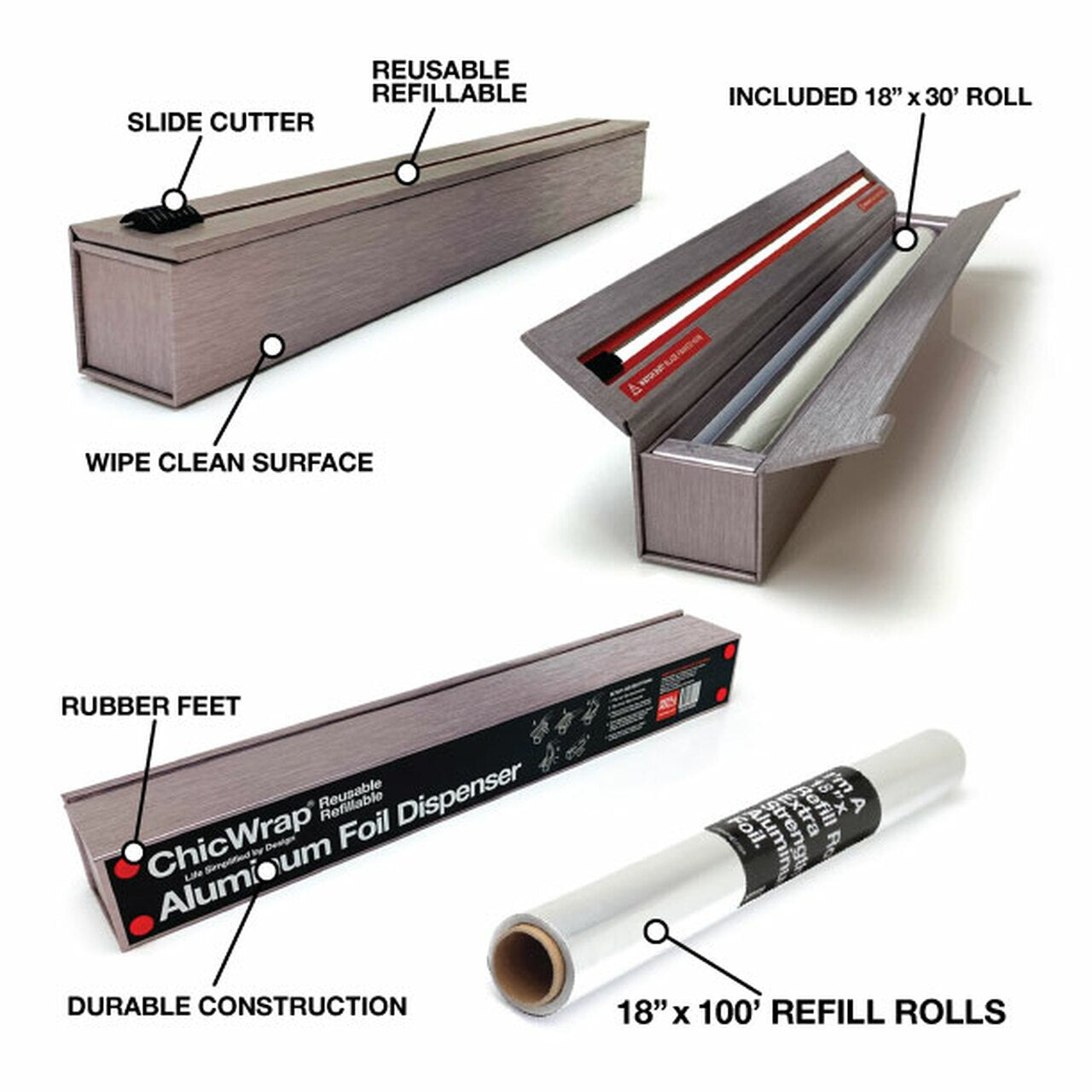 Dispenser Stainless Aluminum Foil 18"x 30'