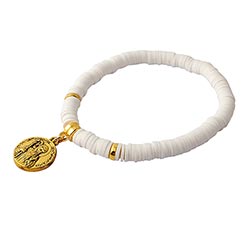 Saint Benedict Pooka Shell Bracelet - White