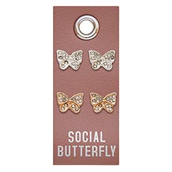 Double Leather Tag Earrings