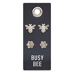 Double Leather Tag Earrings