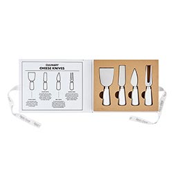 Face to Face Cardboard Book Set - Say Cheese Ceramic Cheese Knives - Set of 4