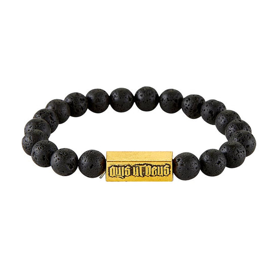 Saint Michael Lava Bracelet - Black