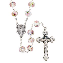 Hand Painted Rosary - White