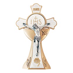 Baptism Holy Mass Standing Crucifix - White