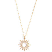 Large Pave Sunburst Pendant Necklace