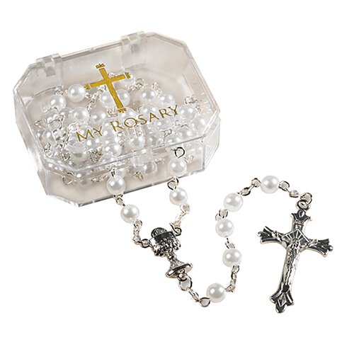 White First Communion Rosary