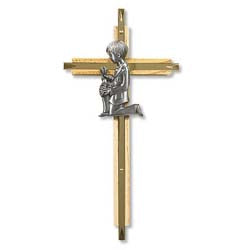 Oak/Brass First Communion Cross