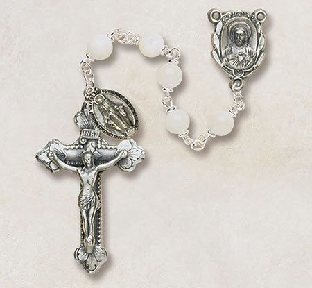 Genuine Mother of Pearl Italian Semi-Precious Lock-Link Rosary