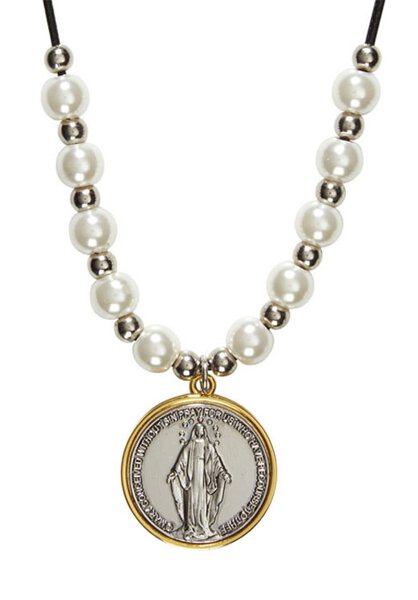 Our Lady of Grace Two Toned Pendant