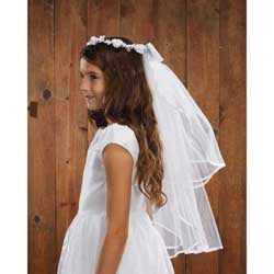 Floral Tiara First Communion Veil