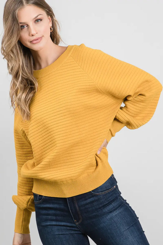 Gold Textured Raglan Sweater