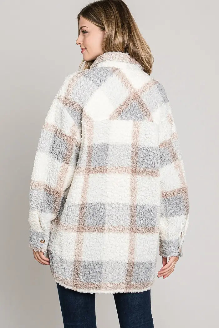 Slate Teddy Plaid Shacket