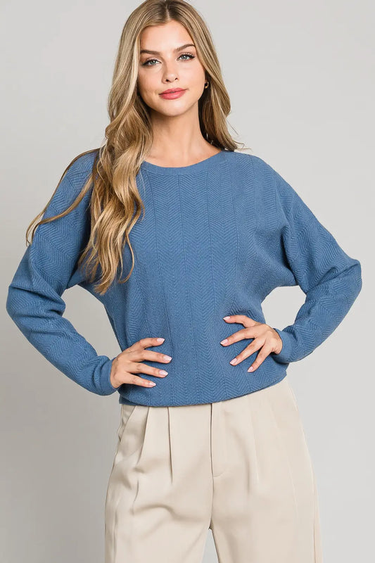 Classic Blue Chevron Dolman Sweater