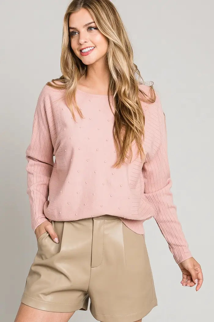 Strawberry Mixed Texture Sweater