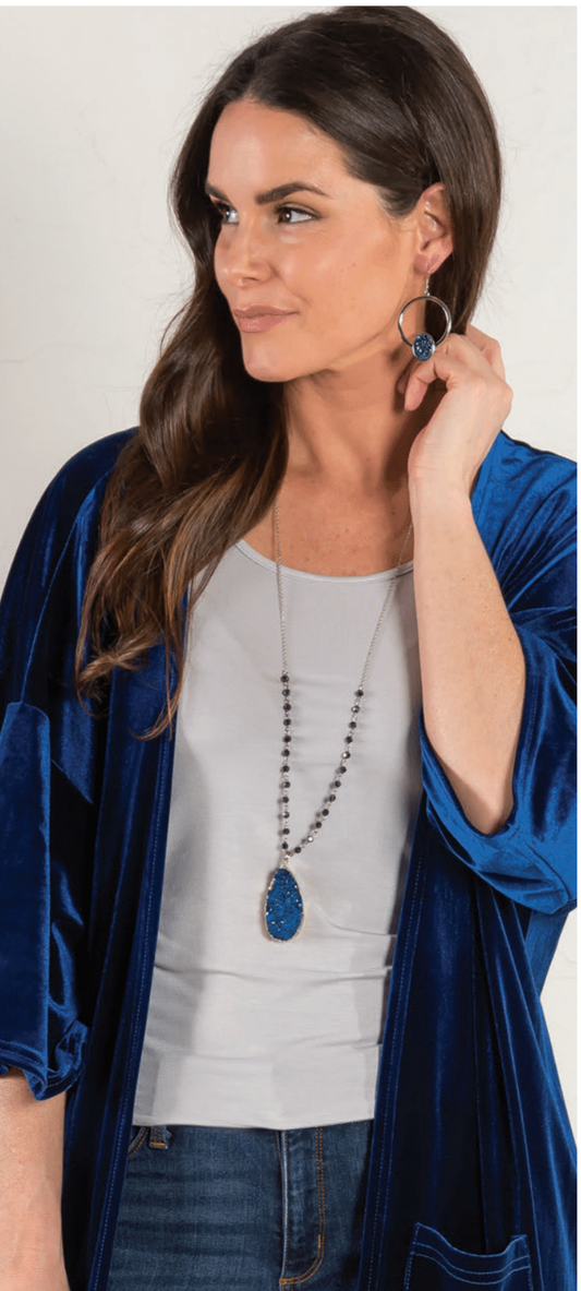 Blue Druzy Teardrop
