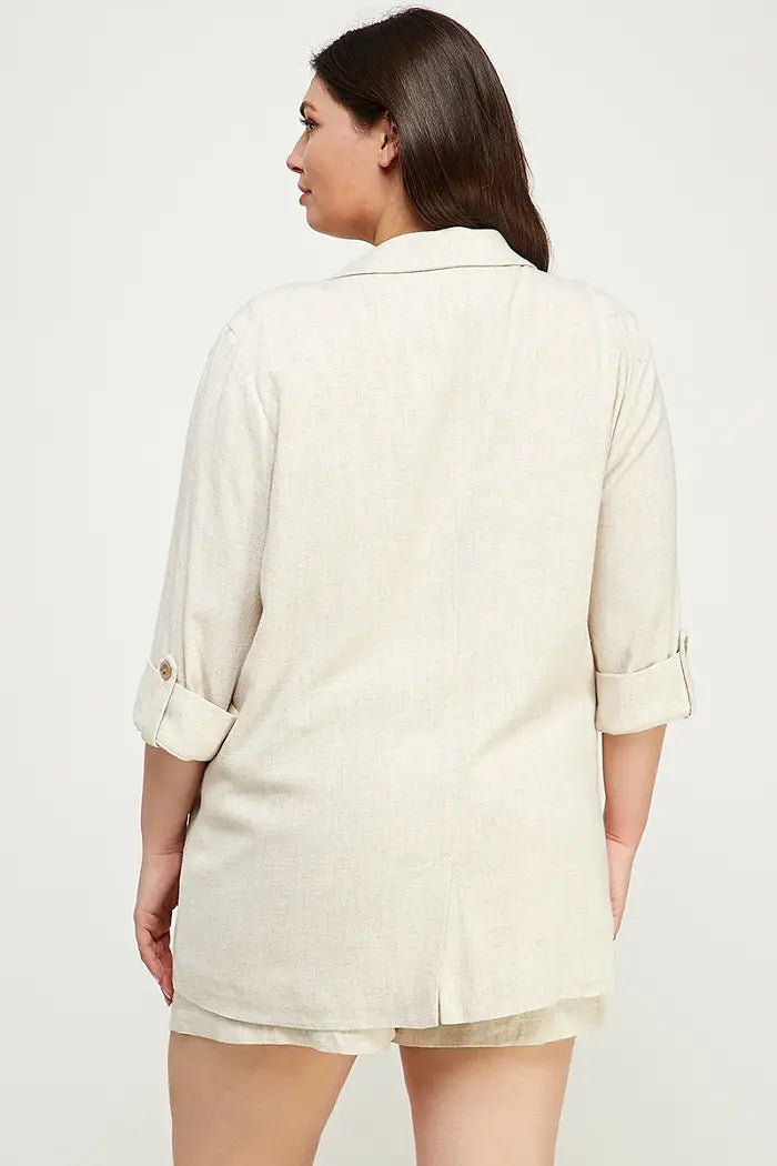 Natural Linen Blazer- Plus Size