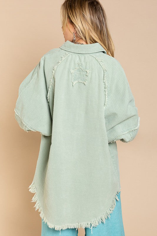 Oversized Mint Corduroy Jacktet