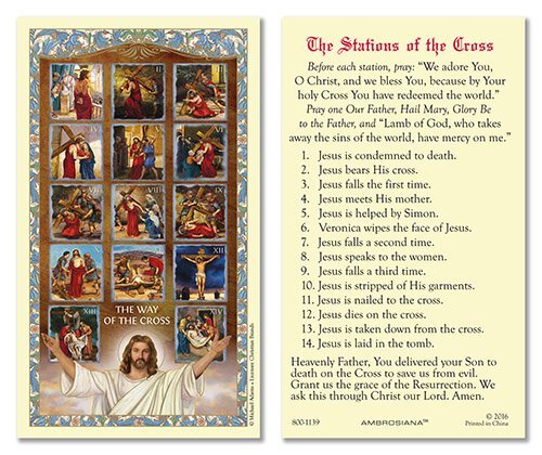 Stations of the Cross Laminated Holy Card