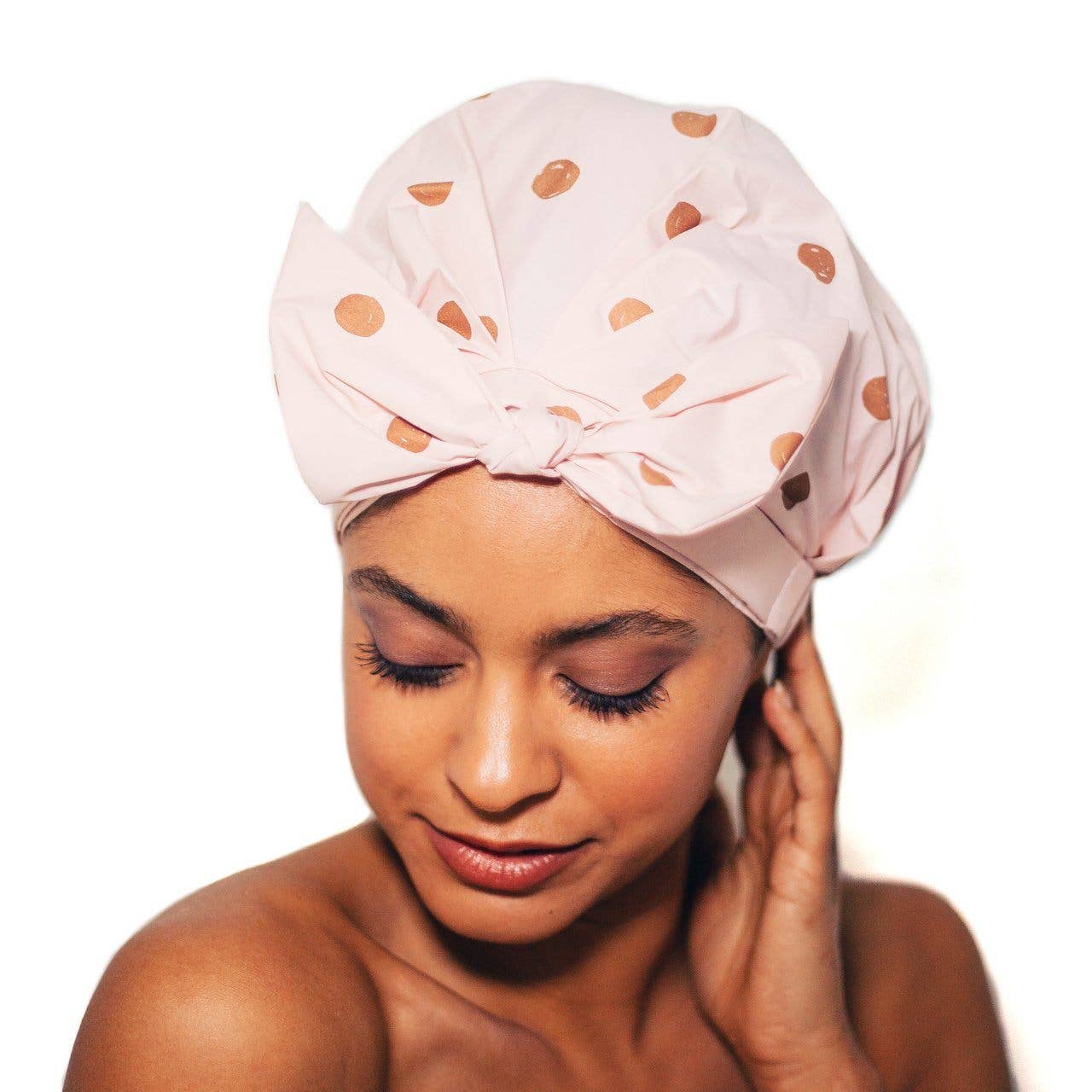 Luxe Shower Cap - Blush Dot
