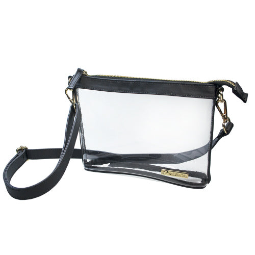 SMALL CROSSBODY - CLEAR PVC WITH BLACK AND GOLD ACCENTS