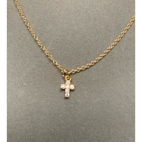 Tiny CZ gold cross