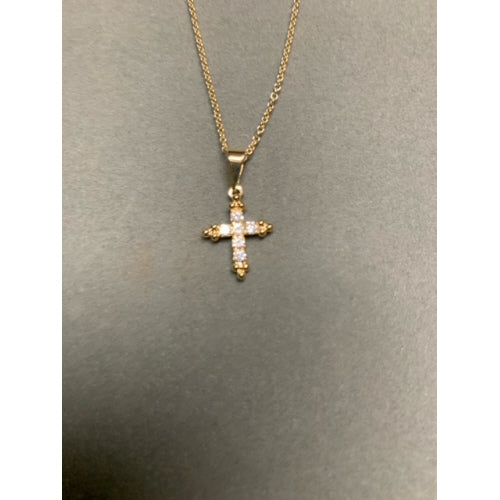 CZ Cross on Gold Filled Necklace