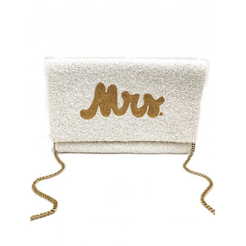 WHITE BEADED MRS CLUTCH