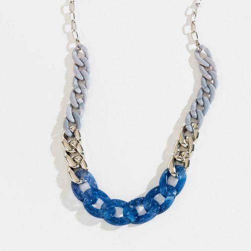 SILVER TONAL CURB CHAIN SILVER METAL NECKLACE