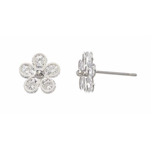 DAZZLERS CZ PE SILVER FLOWER