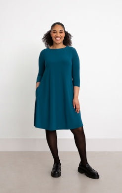TRAPEZE DRESS SHORT, 3/4 SLV