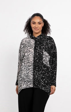 WHISPER 2-TONE BOXY SHIRT, LONG SLEEVE