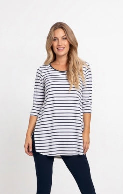 STRIPE GO TO CLASSIC TUNIC, 3/4 SLEEVE