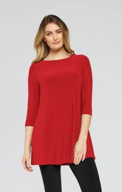 Red TRAPEZE TUNIC, 3/4 SLEEVE