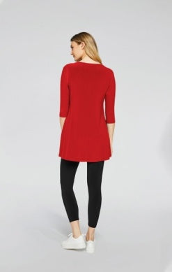 Red TRAPEZE TUNIC, 3/4 SLEEVE