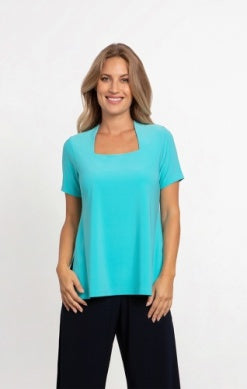 SQUARE NECK TOP, SHORT SLEEVE