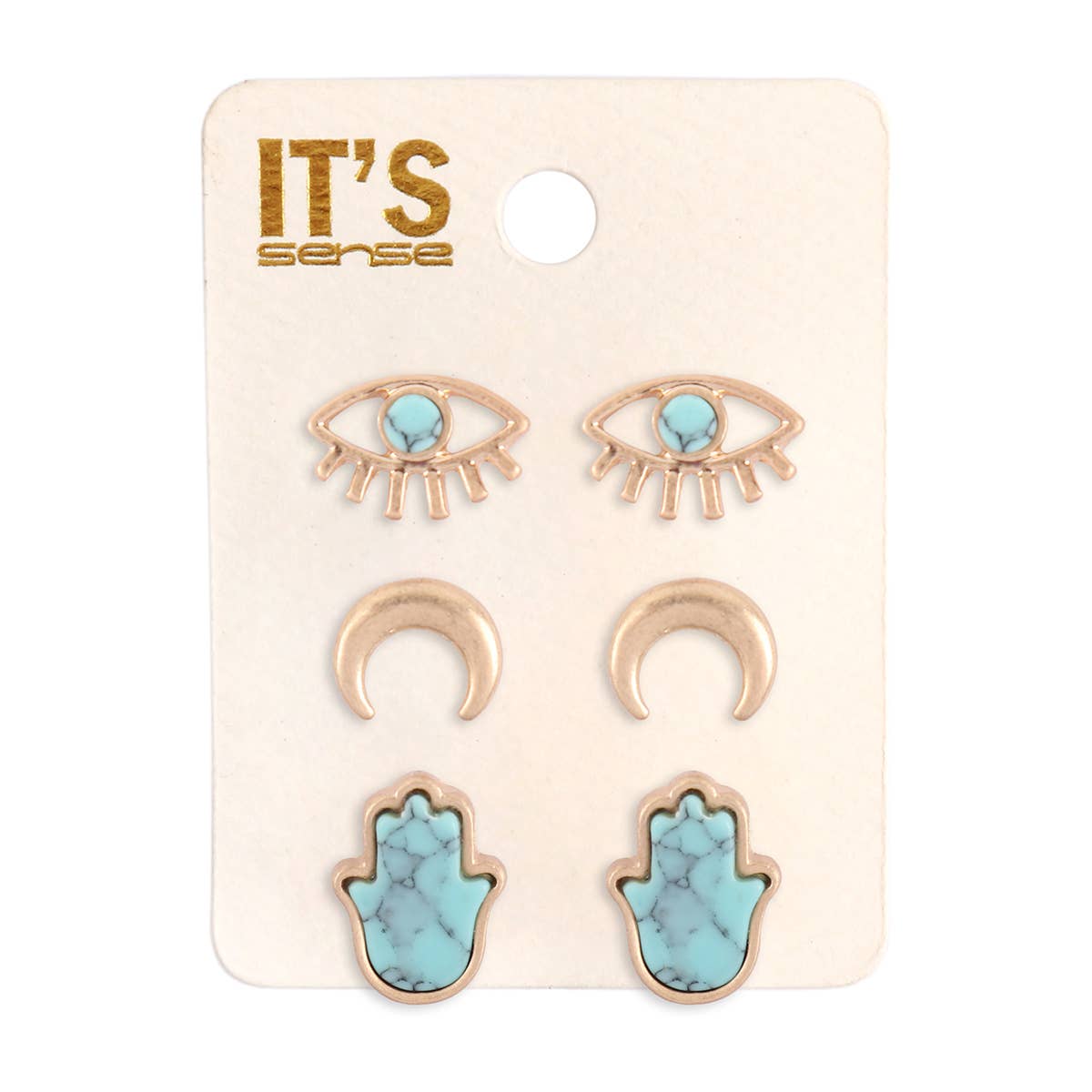PRECIOUS EVIL EYE HAMSA 3 SET EARRINGS