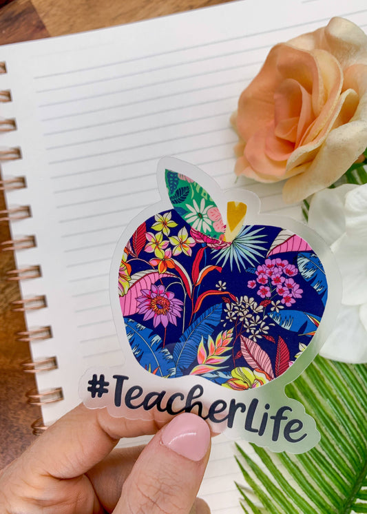 #TeacherLife, Winter, Clear Vinyl , Sticker, 3x3 inch